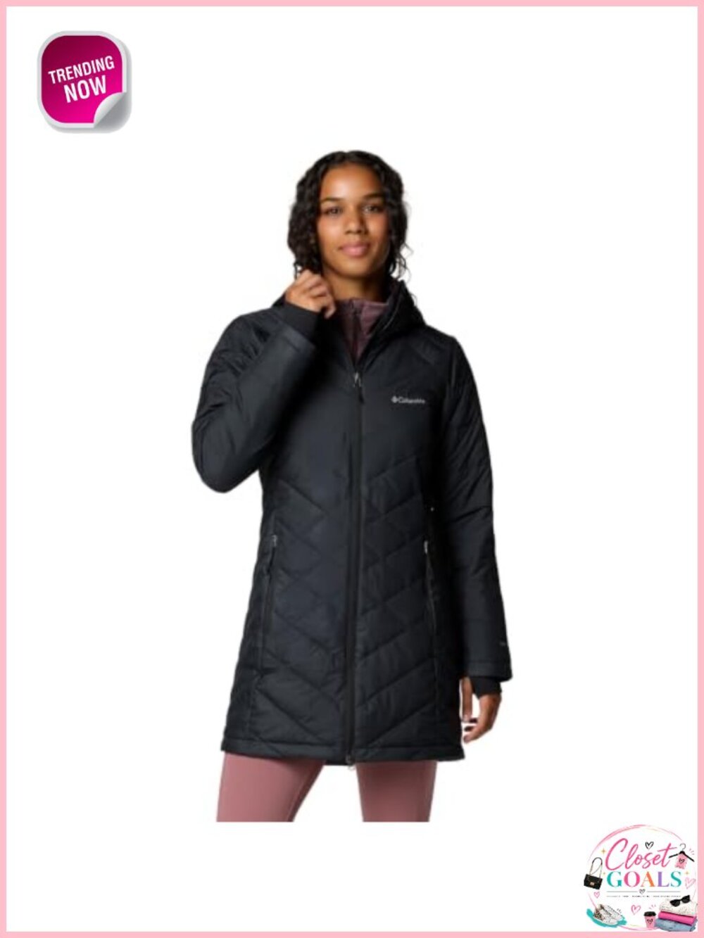 Columbia Heavenly Long Hooded Jacket Omni-Heat Water Resistant Winter Coat